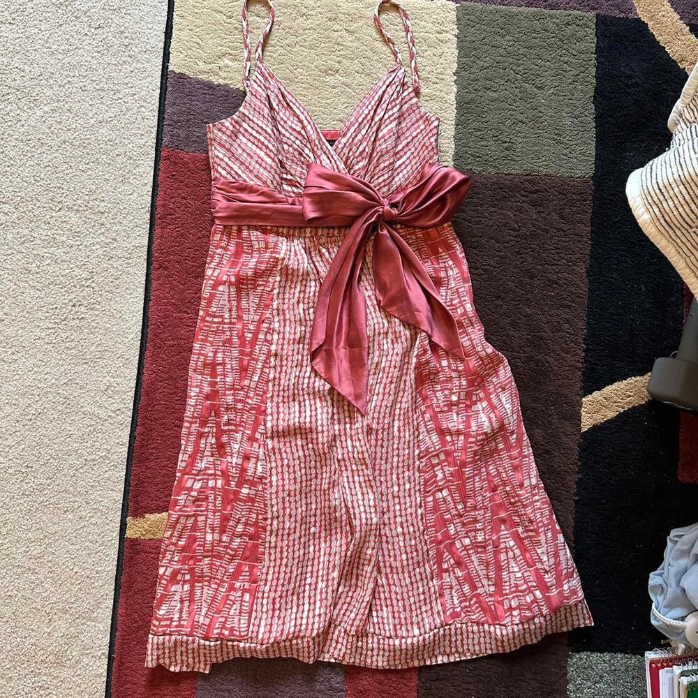 vintage y2k BCBGMAXAZRIA silk pink dress bow detail girly chic